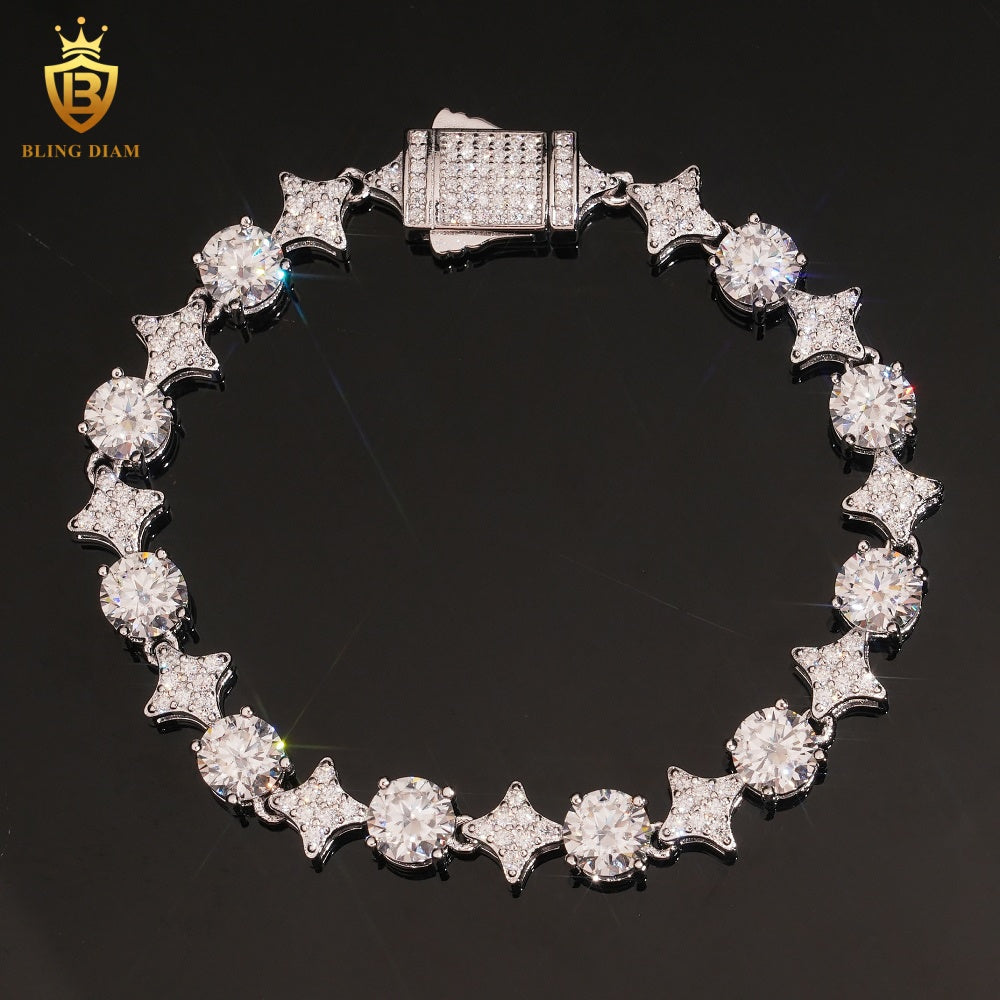 Round Moissanite Link Chain Bracelet