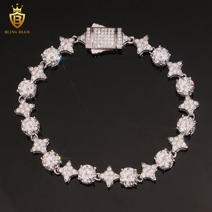 Round Moissanite Link Chain Bracelet