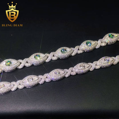 Evil Eye Infinity Moissanite Cuban Bracelet