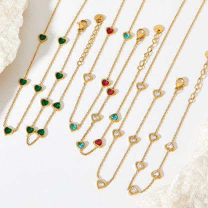 Zircon Heart Charm Bracelets