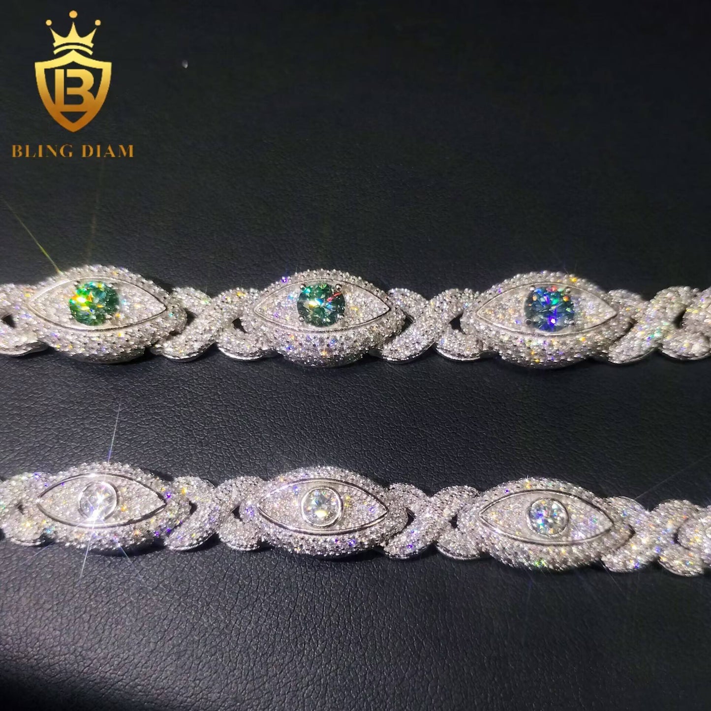 Evil Eye Infinity Moissanite Cuban Bracelet