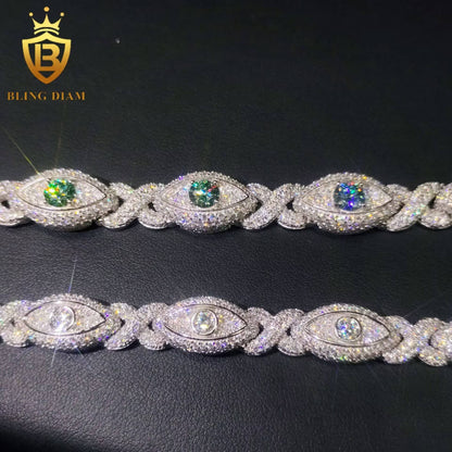 Evil Eye Infinity Moissanite Cuban Bracelet