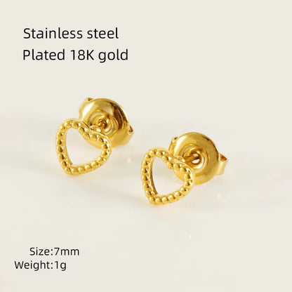 Hollow Square Heart Clover Fish Airplane Cloud Stud Earrings