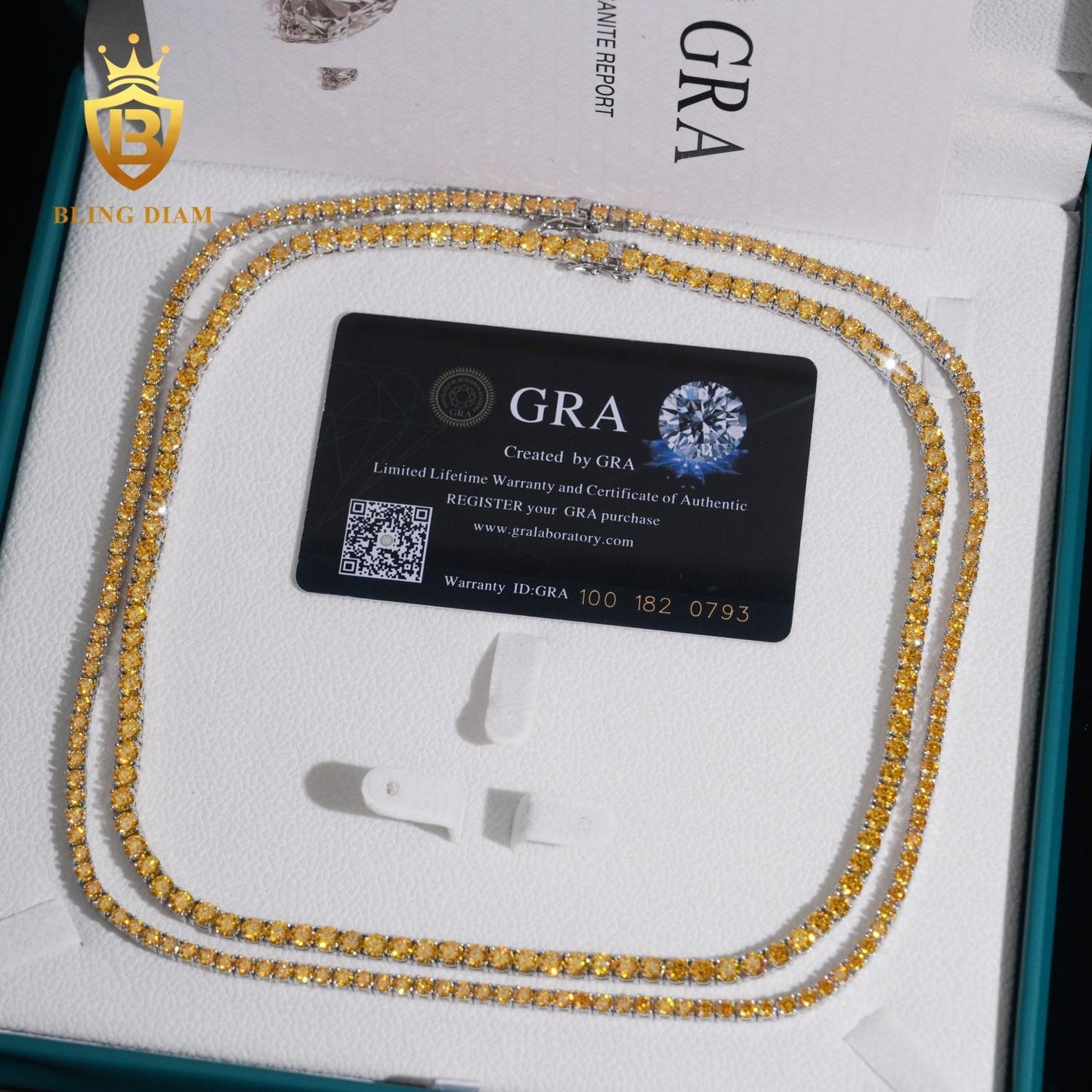 Yellow Moissanite sterling silver Tennis Chain