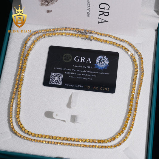 Yellow Moissanite sterling silver Tennis Chain