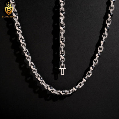 8mm S925 Silver Moissanite Beaded chain