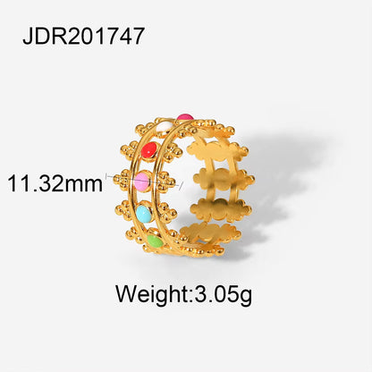Gold Plated Geometric Colorful Enamel Knuckle Snake Finger Rings