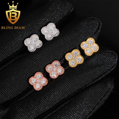 Four-Clover Cluster Moissanite Stud Earrings