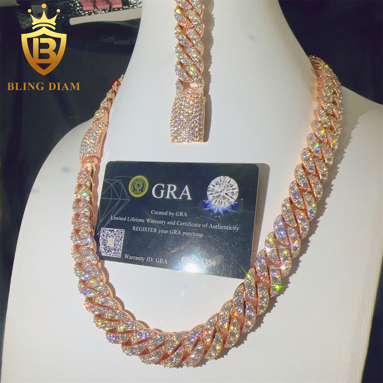 Miossanite 15mm Sterling Silver 925 Miami Cuban Link Chain