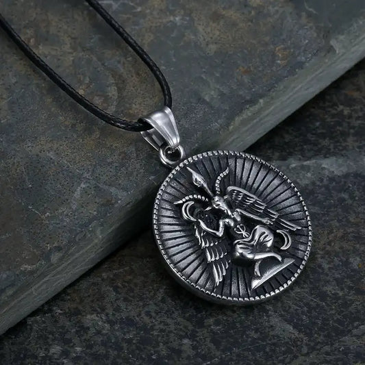 Satan Pentagram Skull Goat Necklace