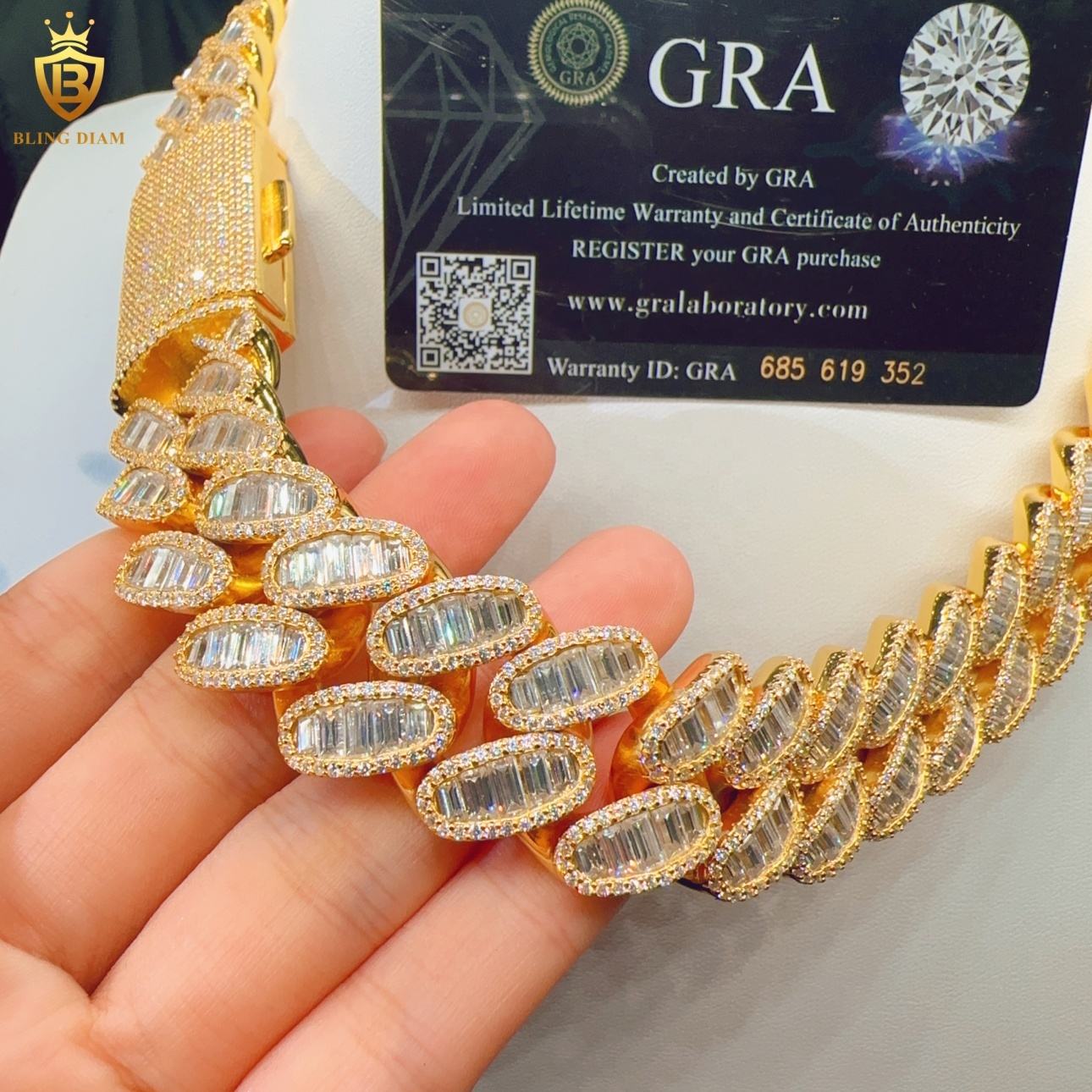 VVS Moissanite 23MM Sterling Silver 925 chain