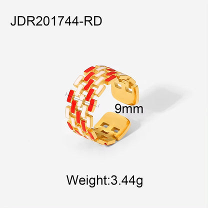 Gold Plated Geometric Colorful Enamel Knuckle Snake Finger Rings