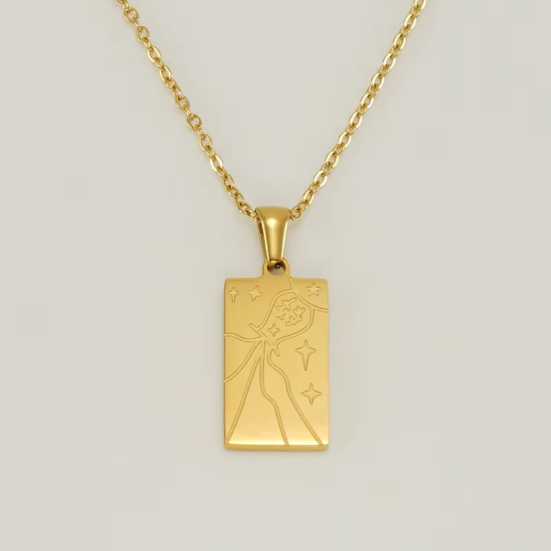 Rectangle Zircon Cross Pendant Necklace