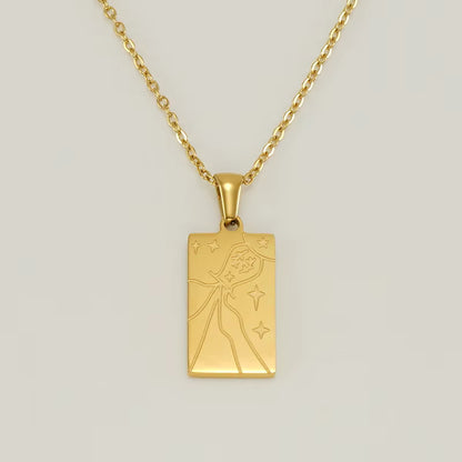 Rectangle Zircon Cross Pendant Necklace