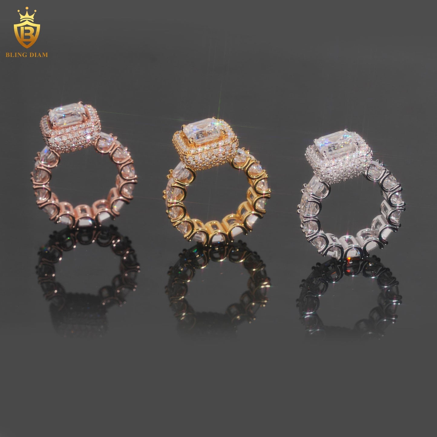 Asscher-cut moissanite ring