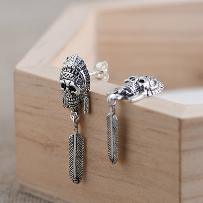 Skull Feather Earrings