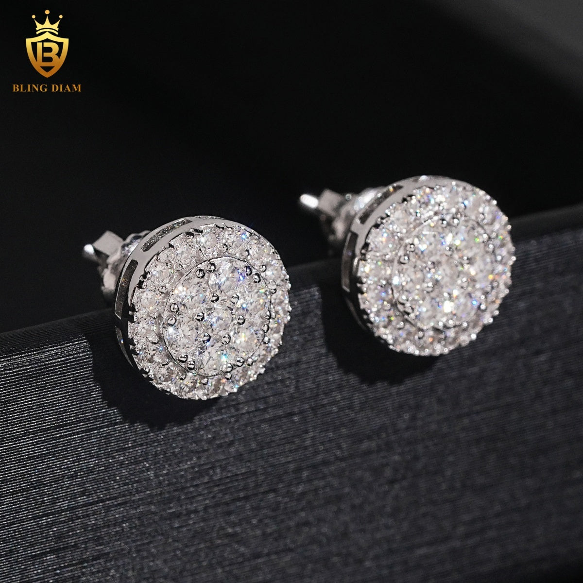 Double Halo Cluster Moissanite Stud Earrings