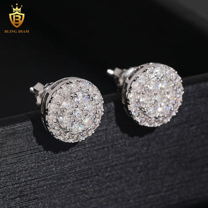 Double Halo Cluster Moissanite Stud Earrings