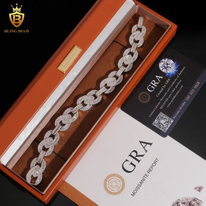 Baguette & Round Cut Moissanite Cuban Bracelet
