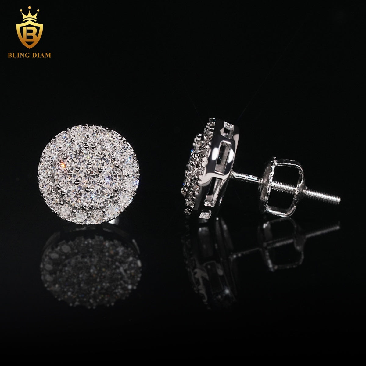 Double Halo Cluster Moissanite Stud Earrings