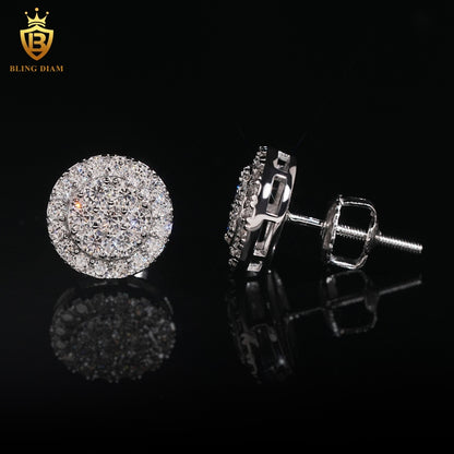 Double Halo Cluster Moissanite Stud Earrings