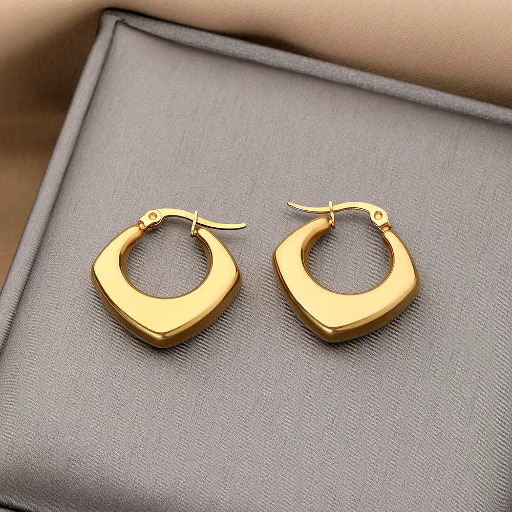 Twist Rope Round Chunky Hoop Gold Earring