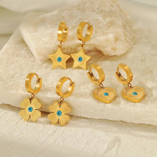Flower Heart Star Drop Earrings