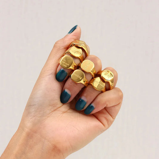 Gold Script Ring