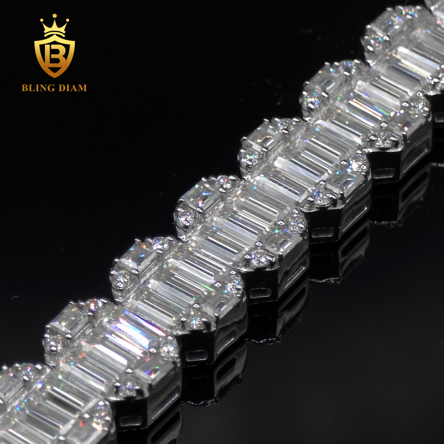 Luxury Baguette Cut Moissanite Tennis Bracelet