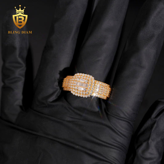 two-row iced-out moissanite ring