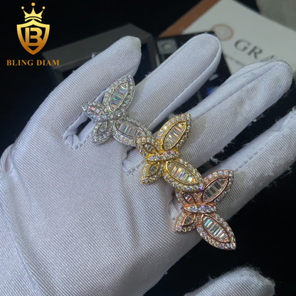 Butterfly-shape moissanite ring