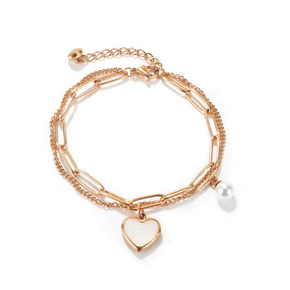 Shell Heart Shape Pearl Charm Bracelets