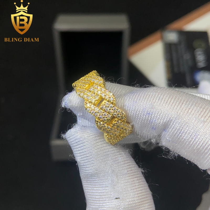 Weave-design iced-out ring