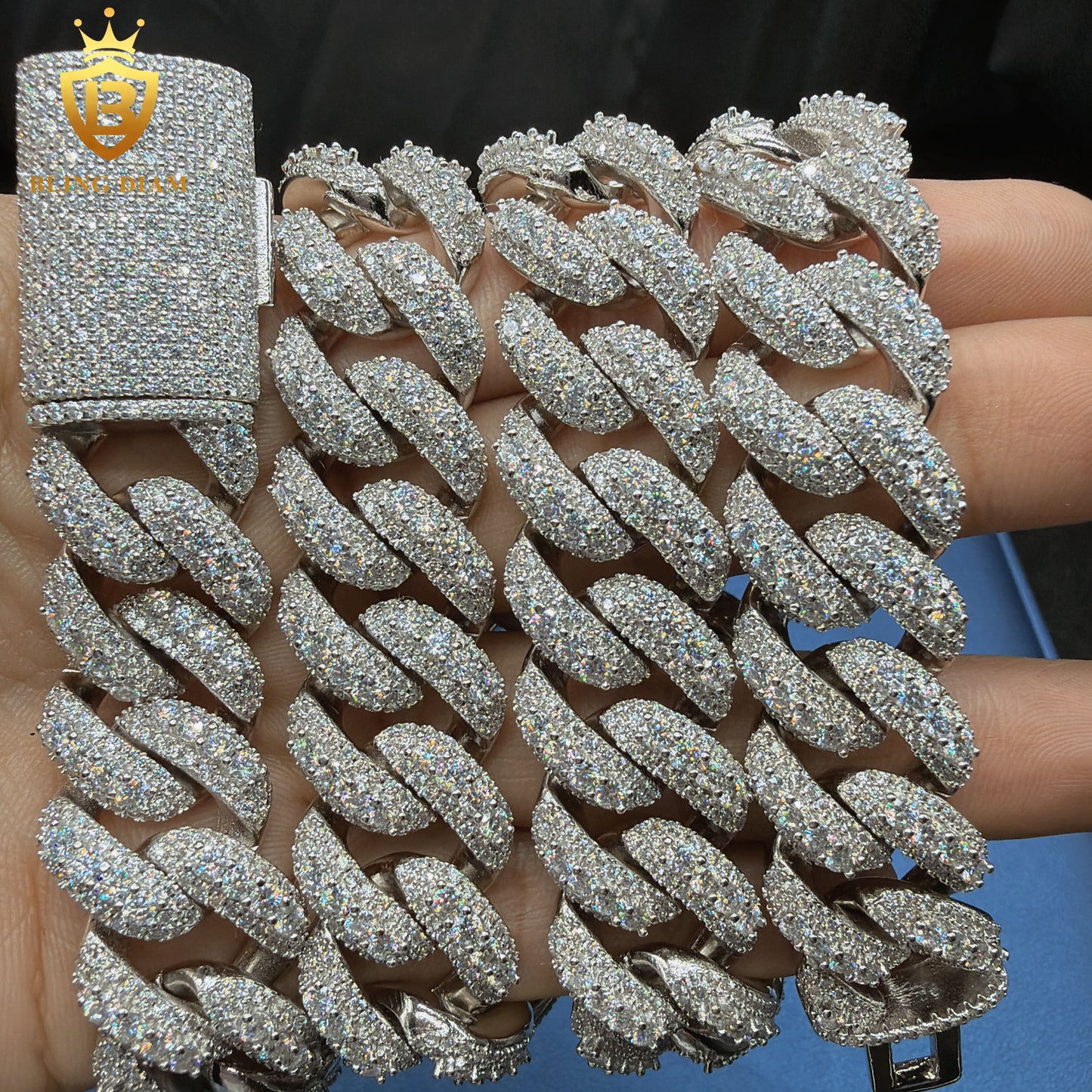 Sterling Silver 16mm Moissanite Chain