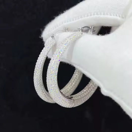 Hoop Earrings - VVS Moissanite, Sterling Silver