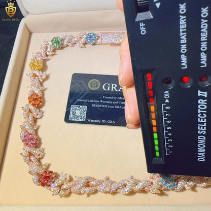 15mm Sterling Silver 925 VVS Moissanite Chain