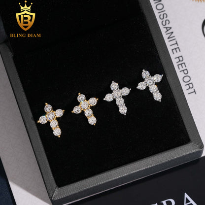 Moissanite Cross Stud Earrings
