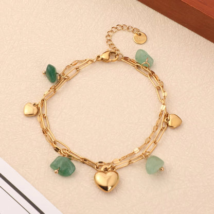 Heart Shape Charm and Natural Stone Bracelet