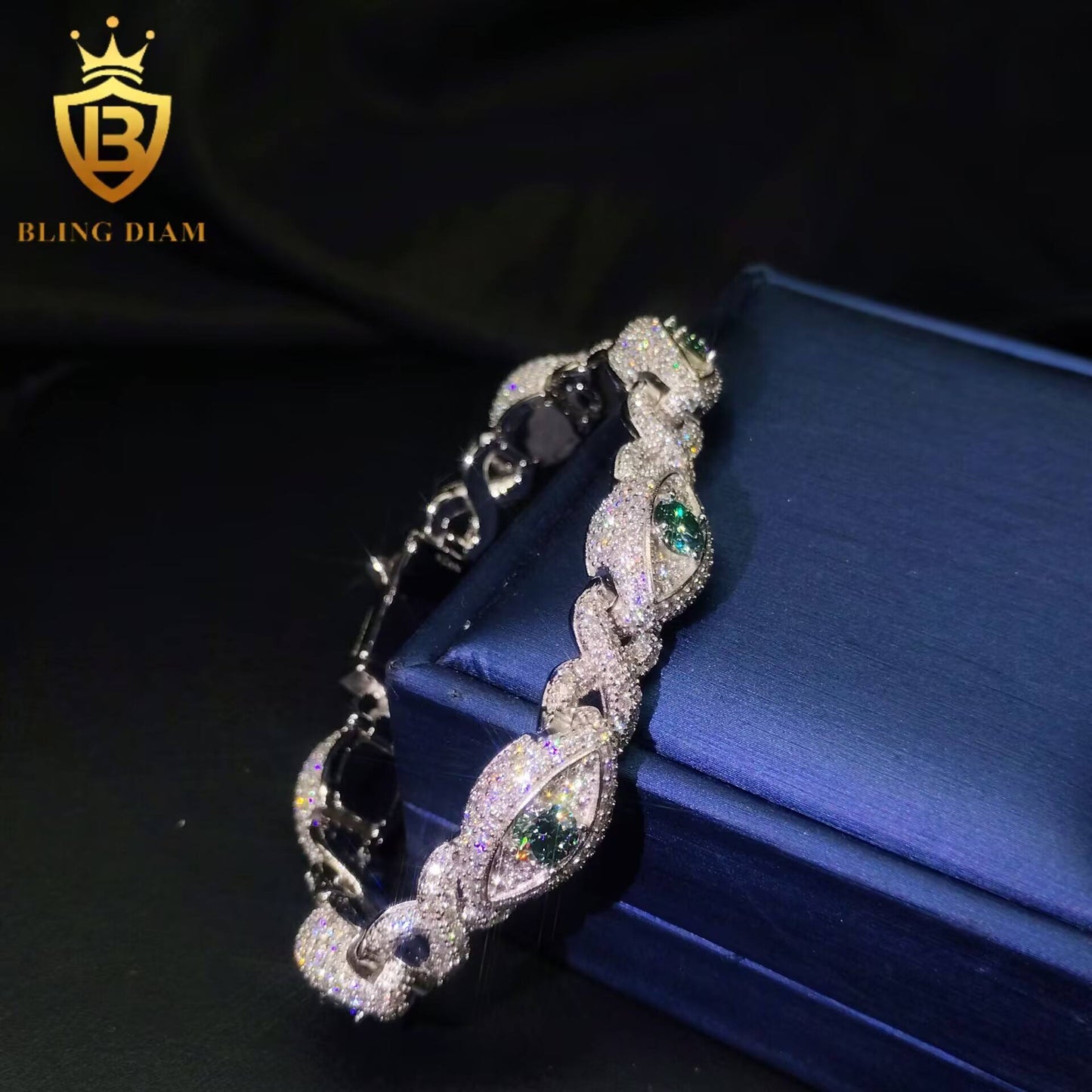Evil Eye Infinity Moissanite Cuban Bracelet