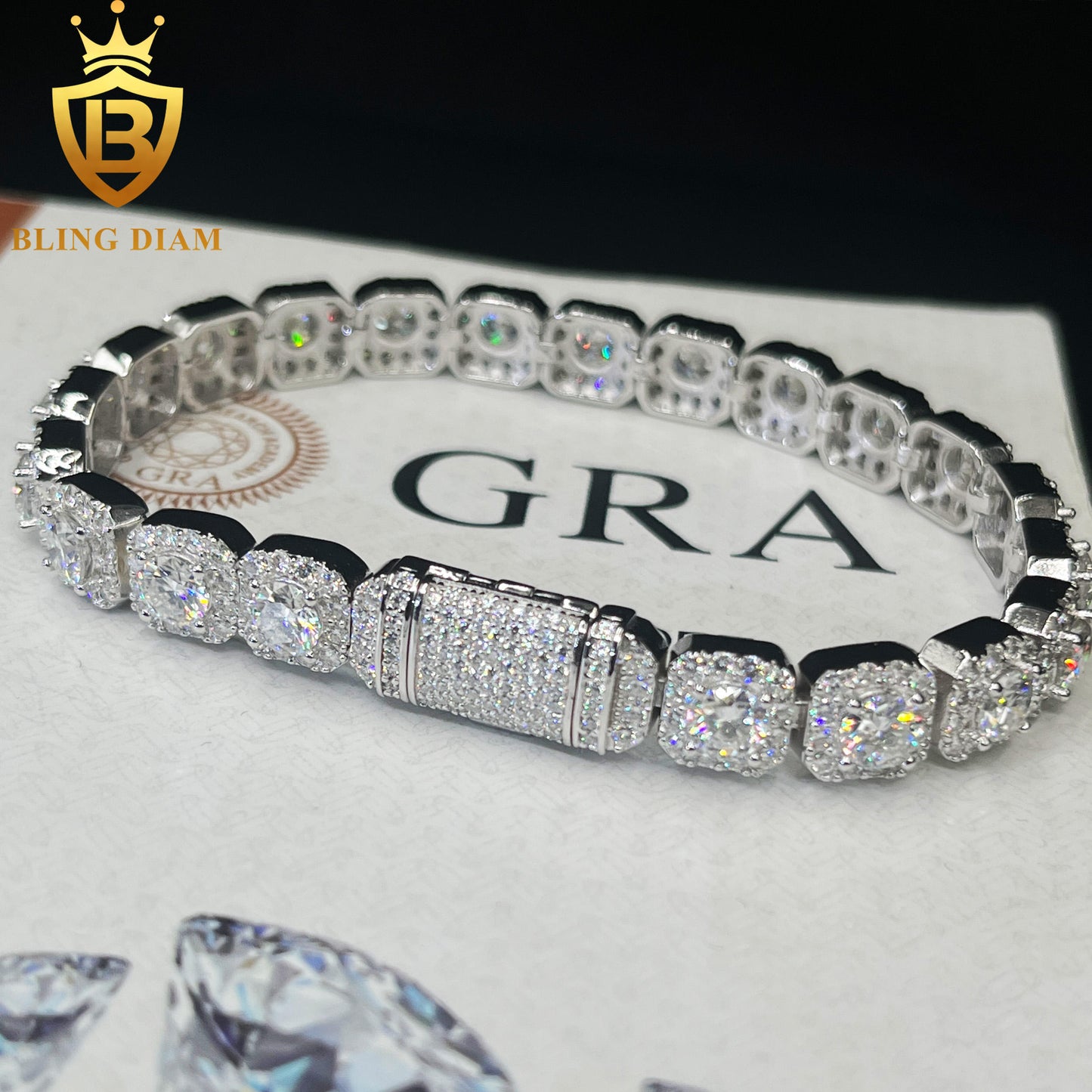 Square Tennis Link Moissanite Bracelet