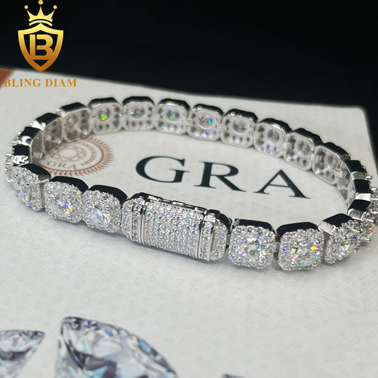 Square Tennis Link Moissanite Bracelet
