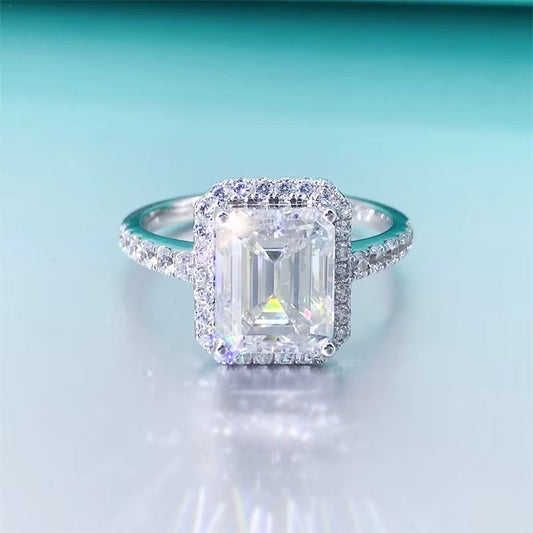 Emerald-cut Moissanite Ring