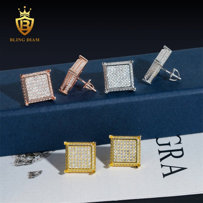 VVS Iced-Out Square Moissanite Stud Earrings