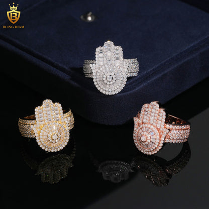 Hamsa hand iced-out ring