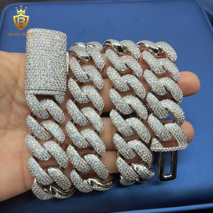 Moissanite 18mm 4 Rows 925 Silver Vvs Custom Chain