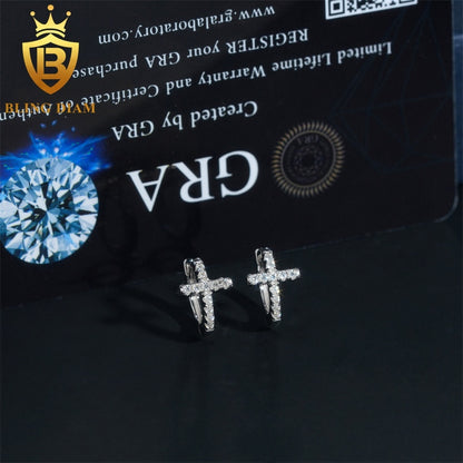 Iced-Out Moissanite Cross Stud Earrings