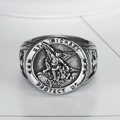 st michael protect us signet ring