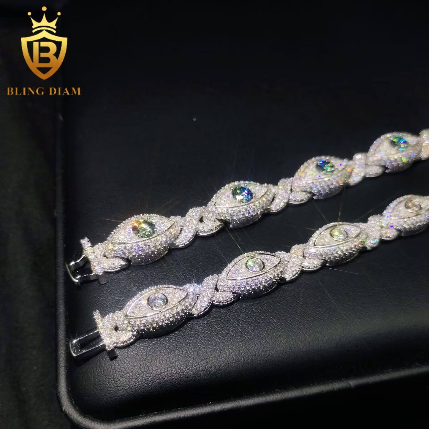 Evil Eye Infinity Moissanite Cuban Bracelet