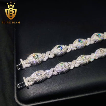 Evil Eye Infinity Moissanite Cuban Bracelet