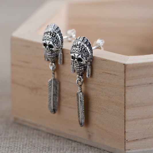 Skull Feather Earrings